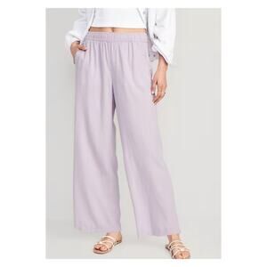 Old Navy Dusky Lavender Purple Wide Leg Pull On Linen Blend Pants Sz.L NWT